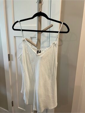Versona Light Blue Frayed-Trim Camisole